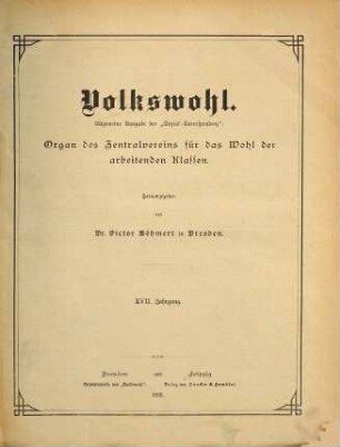 Volkswohl : Organ d. Centralvereins für das Wohl der Arbeitenden Klasse, 17. 1893