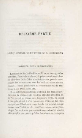 Deuxième partie. Apercu général de l'histoire de la Cochinchine