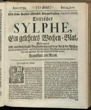 (LI. Stück.) den 24. Junii. Anno 1752.