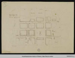 Plan zur Umgestaltung des historischen Stadtzentrums von Florenz: Piazza Vittorio Emanuele (Maßstab 1 : 1250)