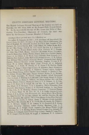 Eighth Ordinary General Meeting: New Zealand. By Arthur F. Halcombe, Esq.