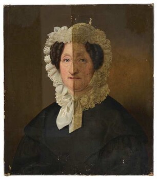 Damenporträt mit Spitzenhaube (Reinigungsprobe)