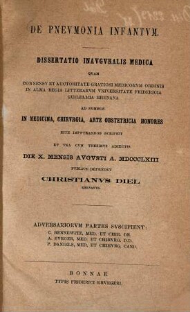 De pneumonia infantum : Diss. inaug. med.