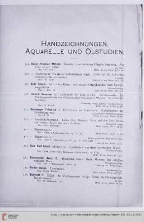 Handzeichnungen, Aquarelle und Ölstudien [Nr. 305-573]