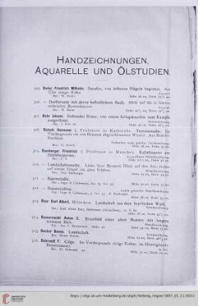 Handzeichnungen, Aquarelle und Ölstudien [Nr. 305-573]