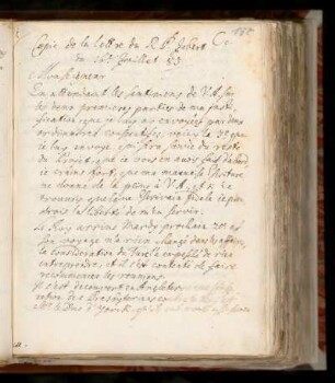 Cc. Lettre du P. Jobert du 16. Juillet 1683.