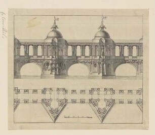 Ansicht und Grundriss einer Brücke