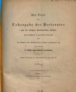 Chronik und Bericht : über das akademische Jahr .... [1.] 1875/76. - 1876