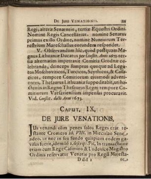 Caput IX. De Iure Venationis
