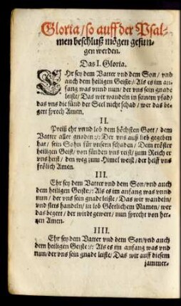 Gloria/ so auff der Psalmen beschluß mögen gesungen werden.