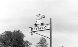 Radibor-Milkel. Ehem. Mühle, jetzt Bäckerei, Schild
