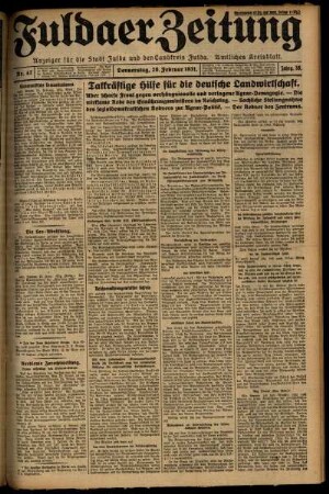 Ausgabe vom Donnerstag, den 26. Februar 1931.