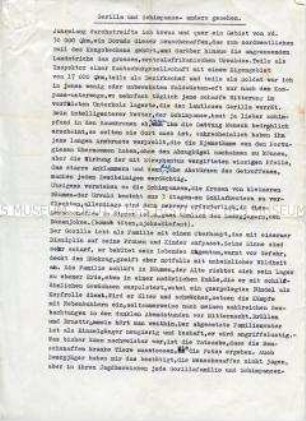Zweiseitiges Manuskript eines Artikels über Affen, verfasst von einem ehemaligen Mitarbeiter einer kolonialen Einrichtung in Kamerun