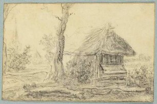 Landschaft mit einer Bauernhütte