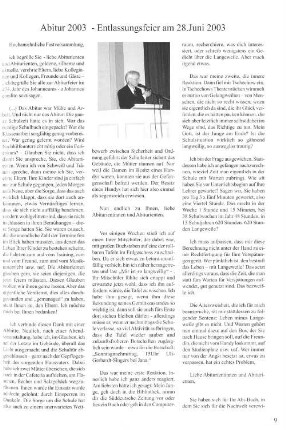 Abitur 2003 - Entlassungsfeier am 28. Juni 2003