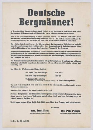 "Deutsche Bergmänner!"
