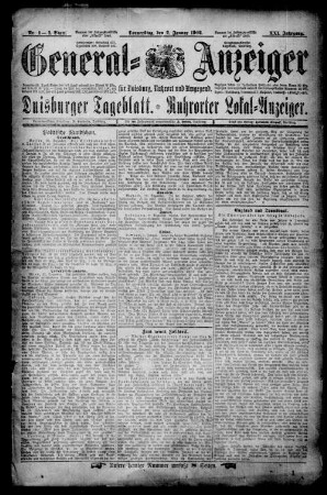 General Anzeiger für Duisburg, Ruhrort und Umgegend. 1899-1905