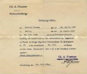 Entlassungsschein aus einer Firma wegen Arbeitsmangel