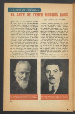 El arte de tener muchos años : Estampas de actualidad