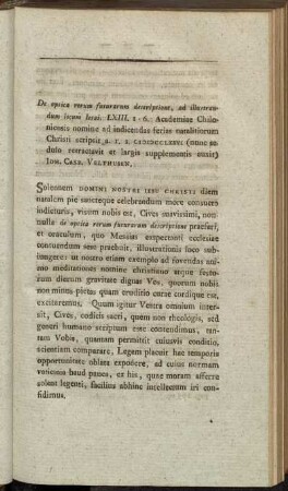 [ II. D. Ioh. Casp. Velthusen de opitca rerum futurarum descriptione, ad illustrandum locum Ies. 63, 1-6.]
