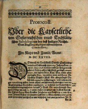 Relation Uber deß Heil. Reichs Stadt Augspurg jetzigem erbärmlichen Zustand, In Jahren 1628. vnd 1629. vorgangen