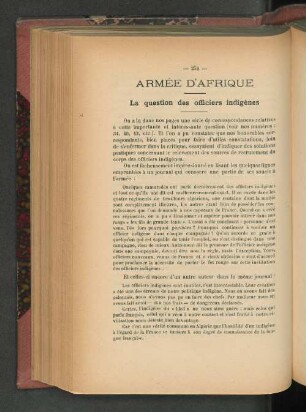 Armée d'Afrique. La question des officers indigènes.