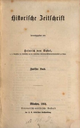Historische Zeitschrift : HZ. 12. 1864
