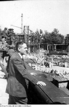 Dresden, Neustadt. Markthalle und Hauptstraße, 1950