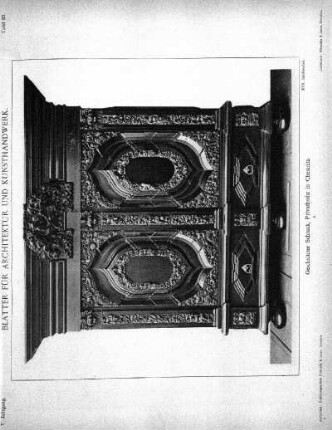 Tafel 63: Geschnitzter Schrank, Privatbesitz in Chemnitz. 1.
