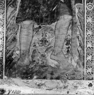 Heiliger Christopherus : Heiliger Christopherus. Wandmalerei (1451/1500). Füße. Irschen, Filialkirche Sankt Andreas