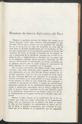 Resumen de historia diplomática del Perú