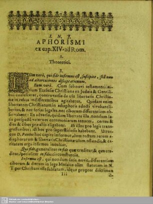 Aphorismi ex cap. XIV. ad Rom.