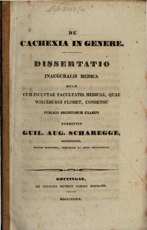 De cachexia in genere : diss. inaug. med.
