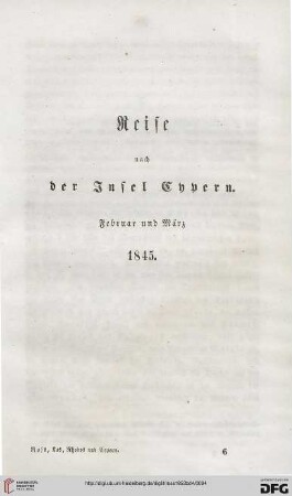 Reise nach der Insel Cypern. Februar und März 1845