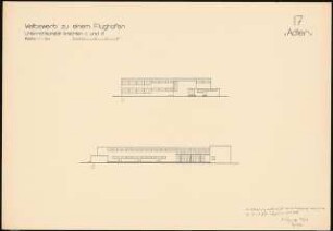 Hauptgebäude eines Flughafens Schinkelwettbewerb 1932: Unterrichtsgebäude: Ansichten 1:200