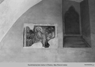Wanddekoration mit verschiedenen Freskenfragmenten : Heilige Onuphrius ?