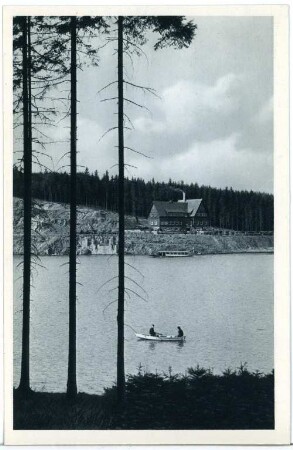 Kriebstein. Stausee mit Boot - Gasthaus