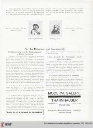 Aus der Museums- udn Sammlerwelt / Siamesische und Tibetanische Kunst / Kunstauktionen / Kleine Kunstchronik / Kunstausstellungen / Schweizerische Kunstchronik