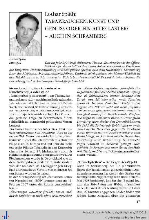 Tabakrauchen: Kunst und Genuss oder ein altes Laster? – auch in Schramberg.