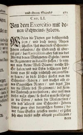 Cap. LI. Von dem Exercitio mit denen Schweins-Federn.