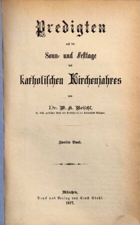 Predigten auf die Sonn- und Festtage des katholischen Kirchenjahres, 2