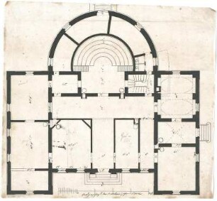 ohne Verfasserangabe; Unidentifizierte Gebäude - Gebäude mit Apsis an der Nordseite (Grundriss)