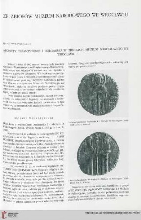 Monety bizantyńskie i bułgarska w zbiorach Muzeum Narodowego we Wrocławiu