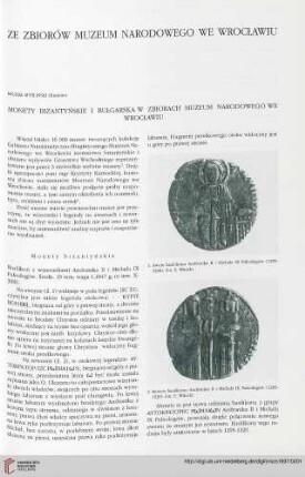 Monety bizantyńskie i bułgarska w zbiorach Muzeum Narodowego we Wrocławiu