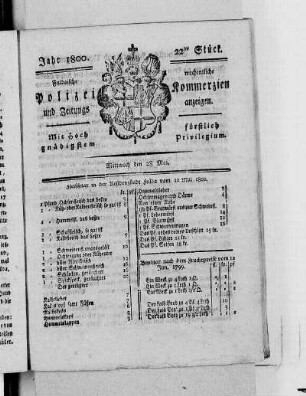 22tes Stück, Ausgabe vom 28. Mai 1800