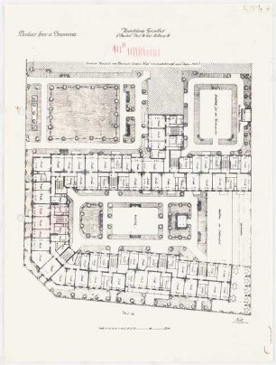 Wohnhäuser Berlin-Tempelhof: Lageplan mit Grundriss, südl. Teil der Gesamtanlage