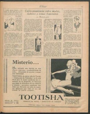 Correspondencia sobre modas, labores y temas femeninos