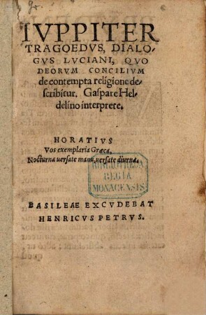 Ivppiter Tragoedvs, dialogvs Lvciani ...