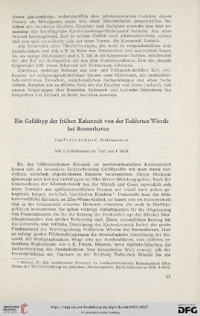 Neue Folge 9: Ein Gefäßtyp der frühen Kaiserzeit von der Federsen Wierde bei Bremerhaven