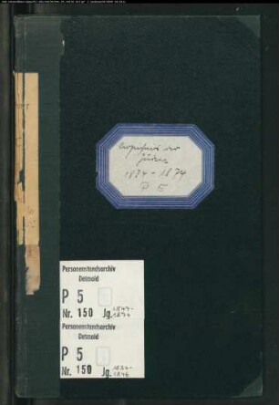 Zivilstandsregister der Juden mit den Orten Bickern, Eickel und Herrne (G 1834-1874; T 1834-1874) (Gemeinde: Herne, Kreis Bochum)